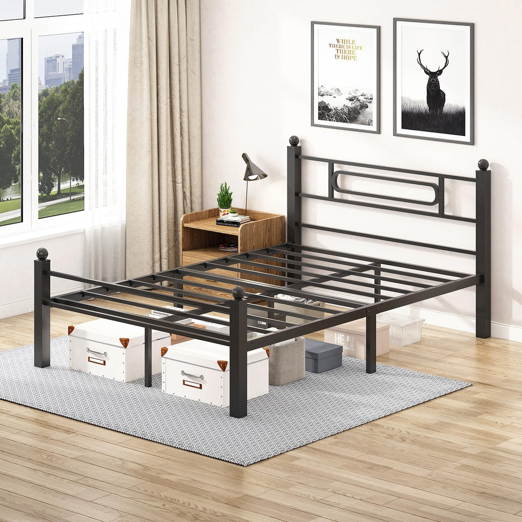 Black Metal Full Storage Bed Frame