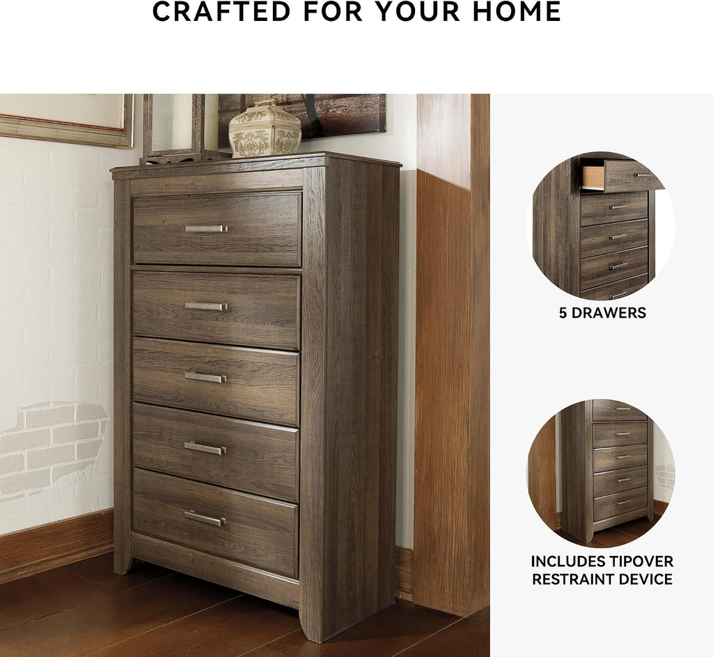 Ashley Juararo Dark Brown 5 Drawer Chest