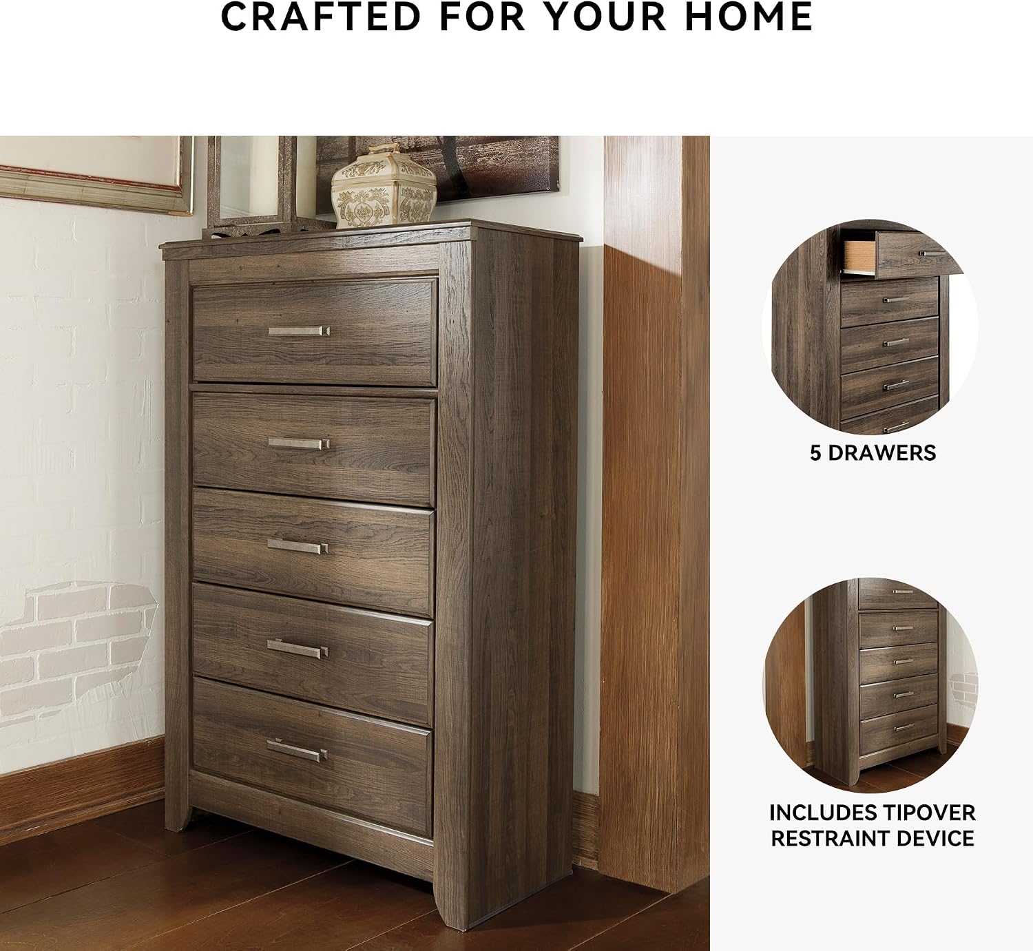 Ashley Juararo Dark Brown 5 Drawer Chest