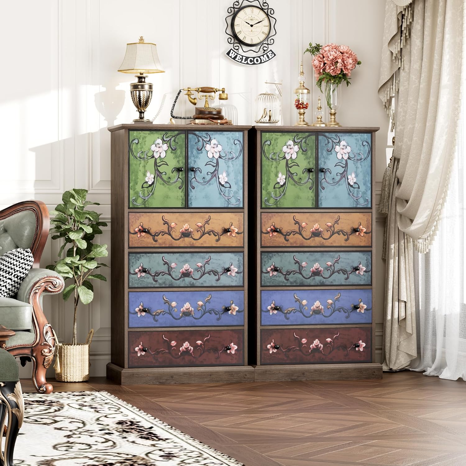 FINETONES Boho Vintage Tall Dresser
