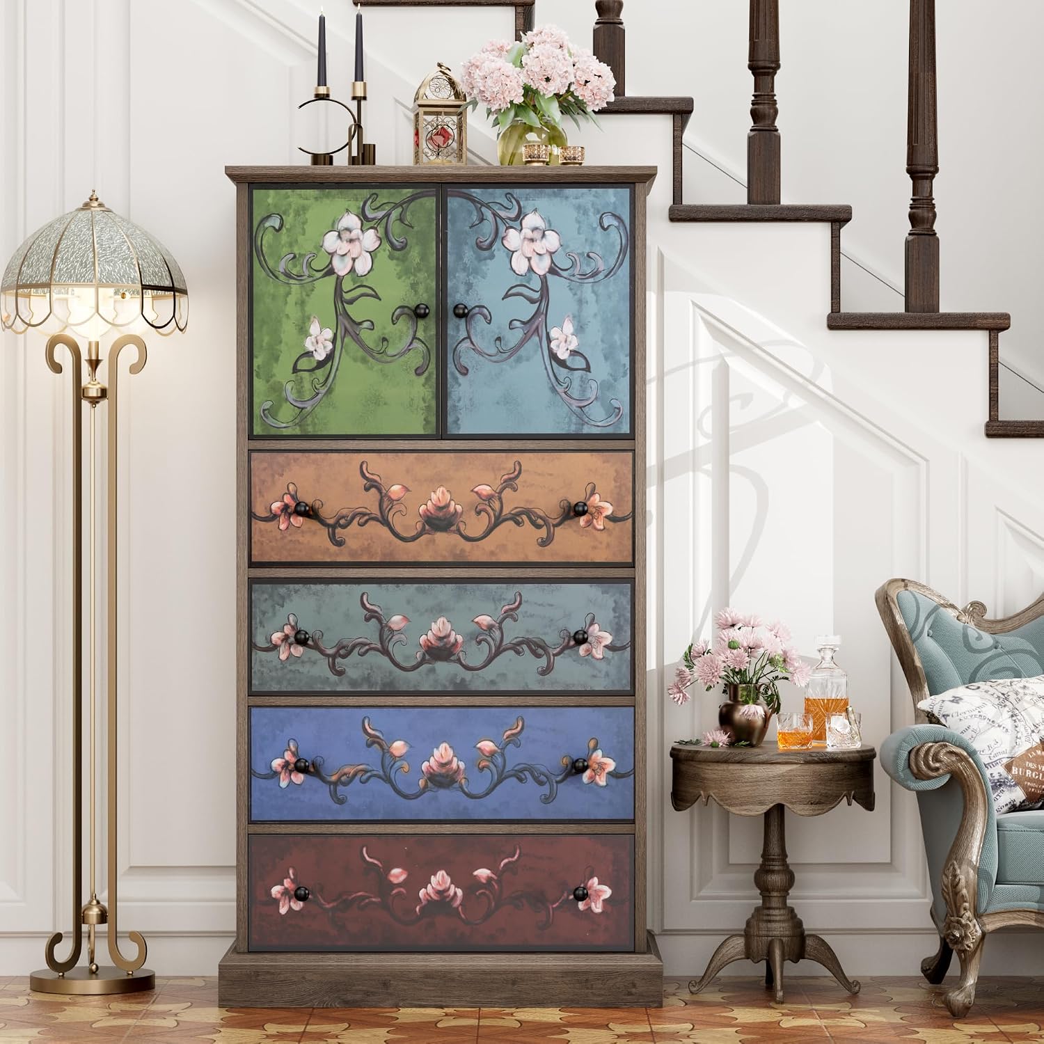 FINETONES Boho Vintage Tall Dresser