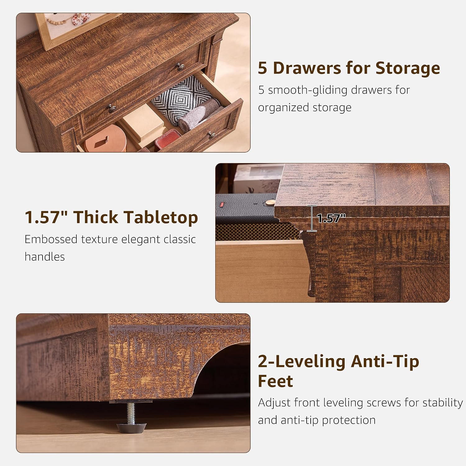 T4TREAM Farmhouse Reclaimed Wood Dresser