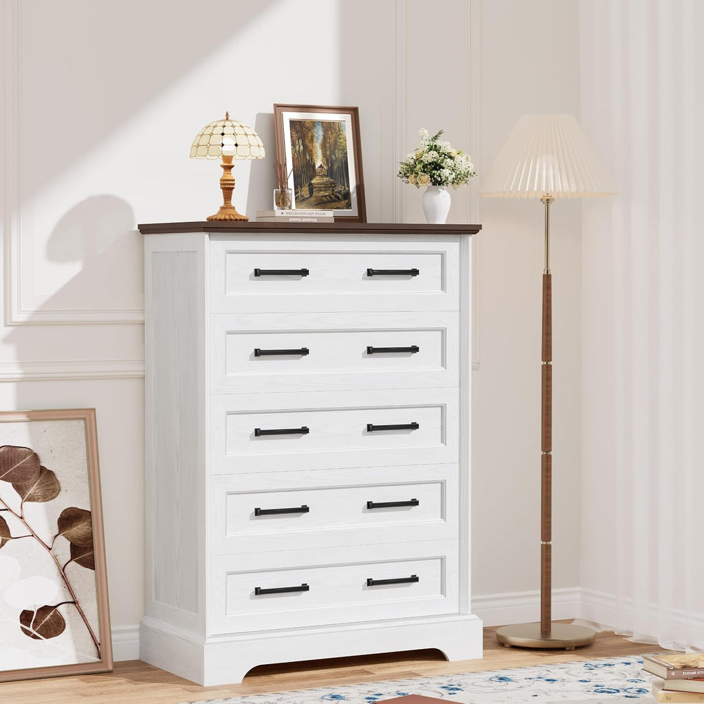 White Brown Farmhouse Dresser