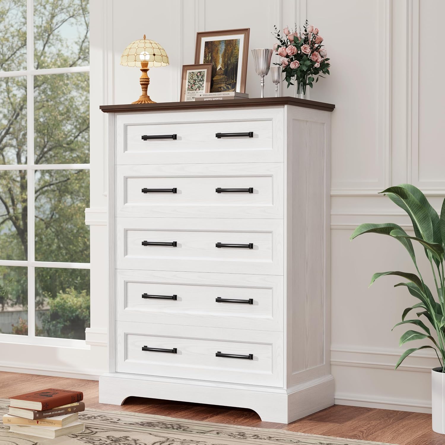 White Brown Farmhouse Dresser