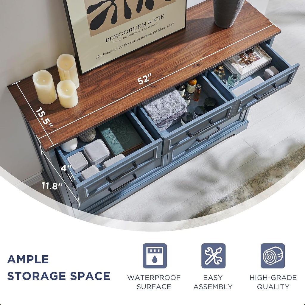 Farmhouse Blue 9 Drawer Dresser