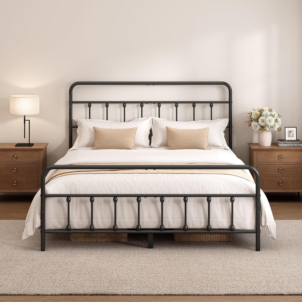 Black Metal Queen Storage Bed Frame