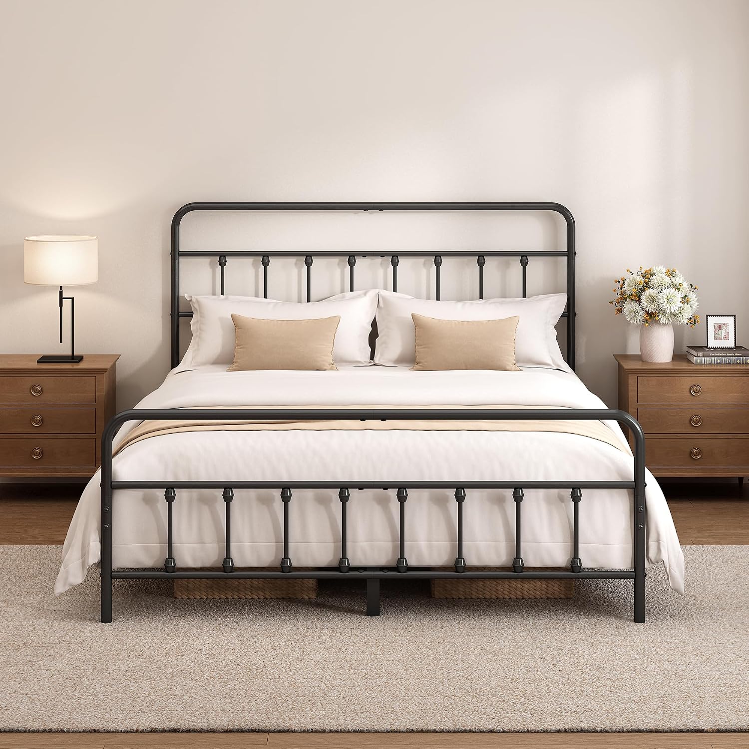Black Metal Queen Storage Bed Frame