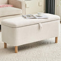 White Boucle Sherpa Storage Ottoman Bench