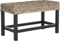 Natural Wicker Mahogany Leg Accent Bench