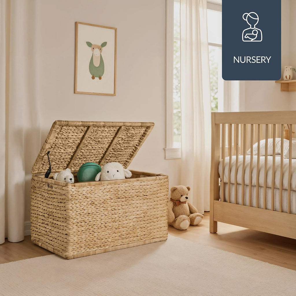 30" Natural Wicker Storage Trunk Bench