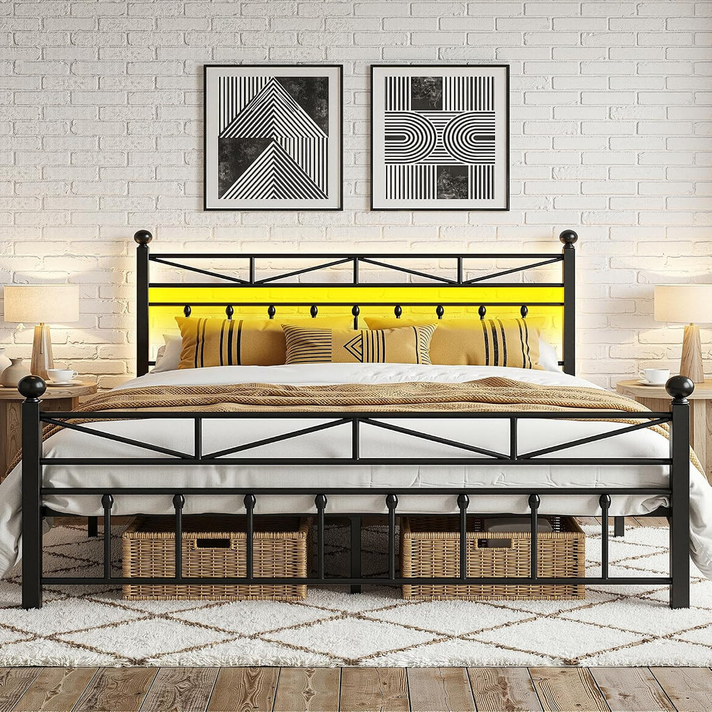 EnHomee Black King Storage Bed Frame