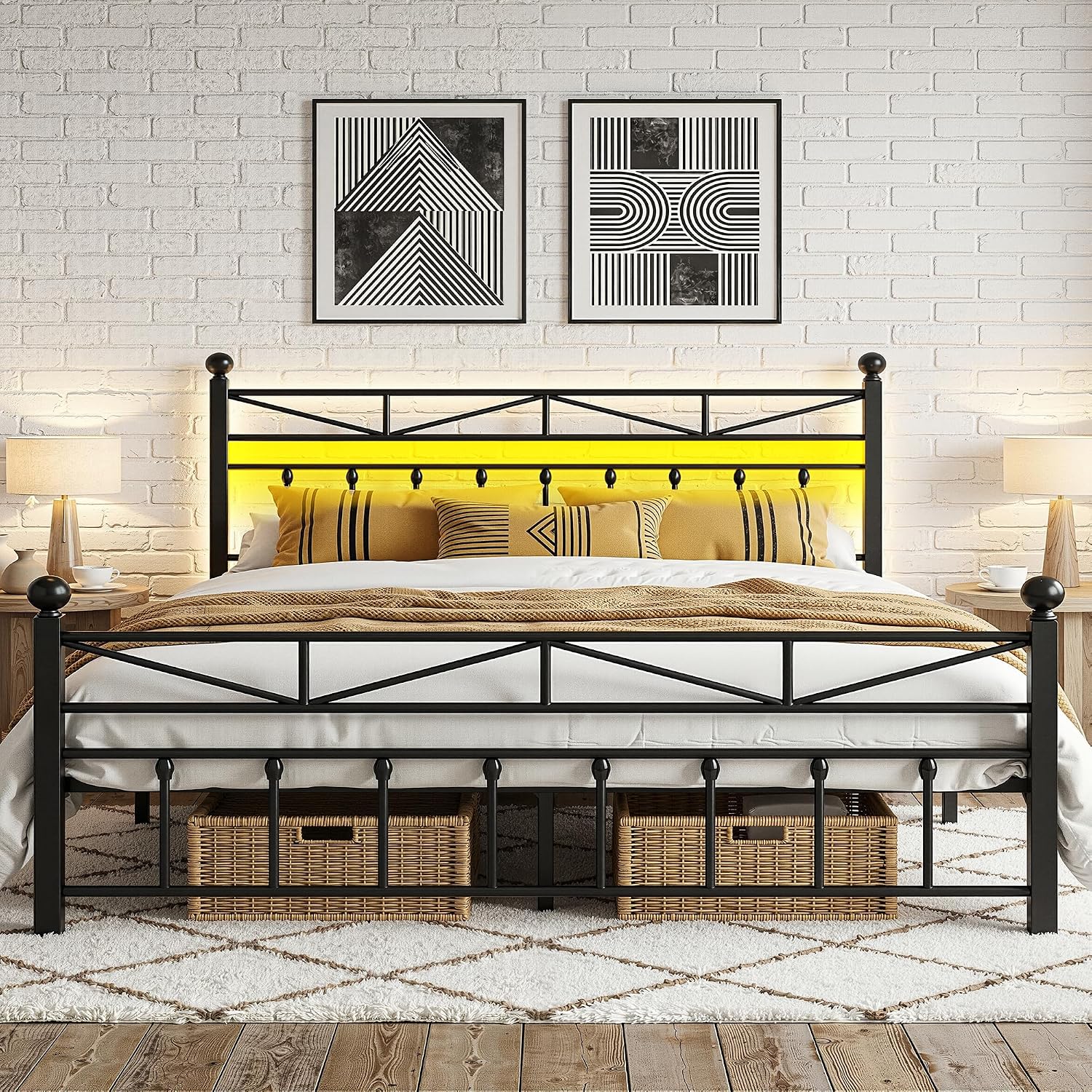 EnHomee Black King Storage Bed Frame