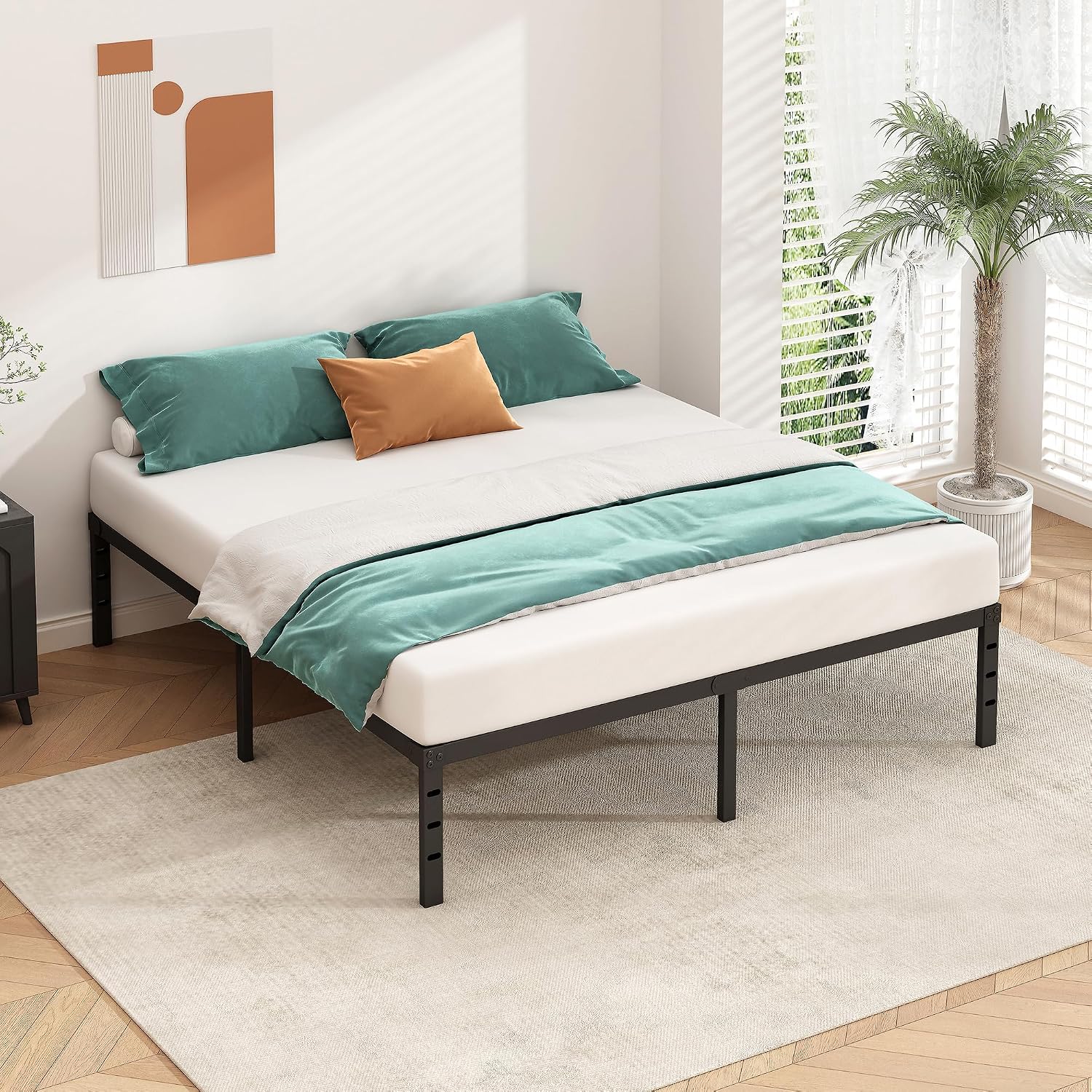 HLIPHA Black King Metal Bed Frame