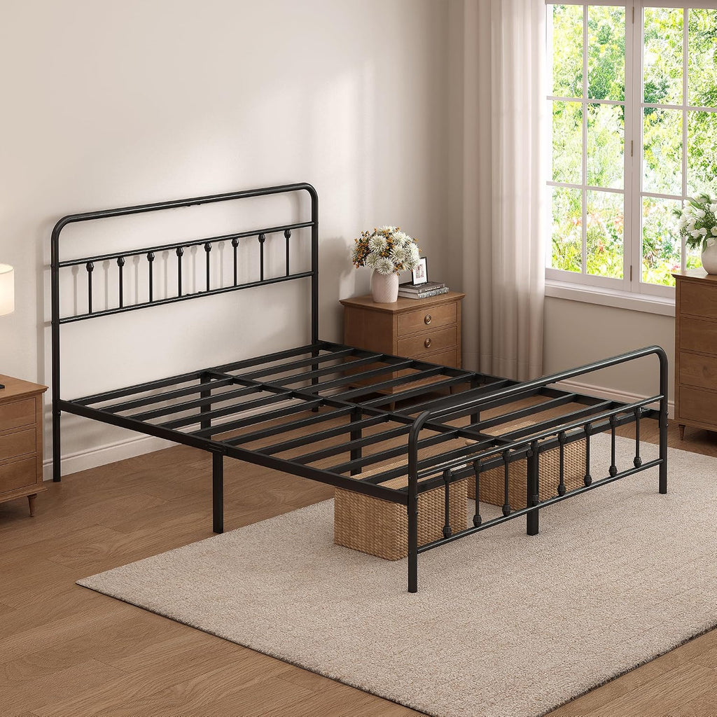 Black Metal Queen Storage Bed Frame