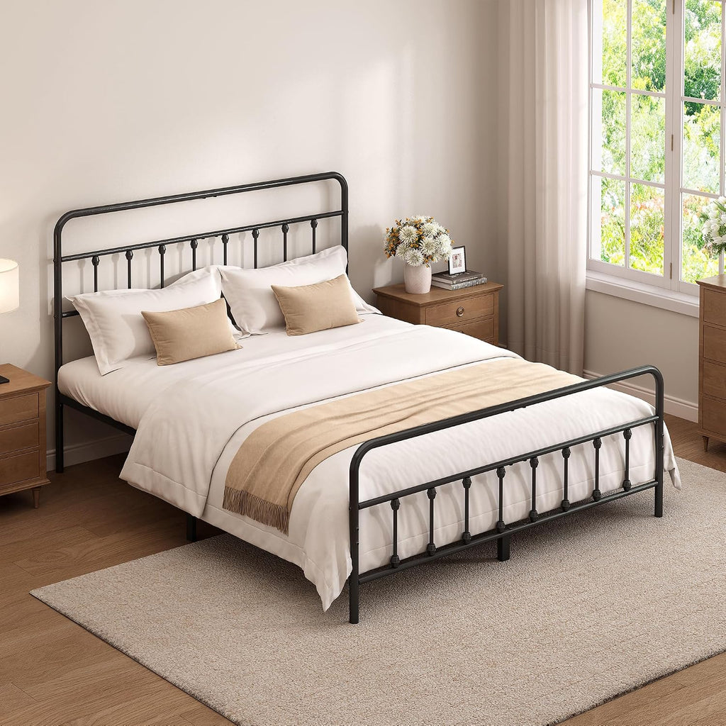 Black Metal Queen Storage Bed Frame