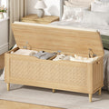 47.2" Oak Rattan Storage Bench Cushioned Seat