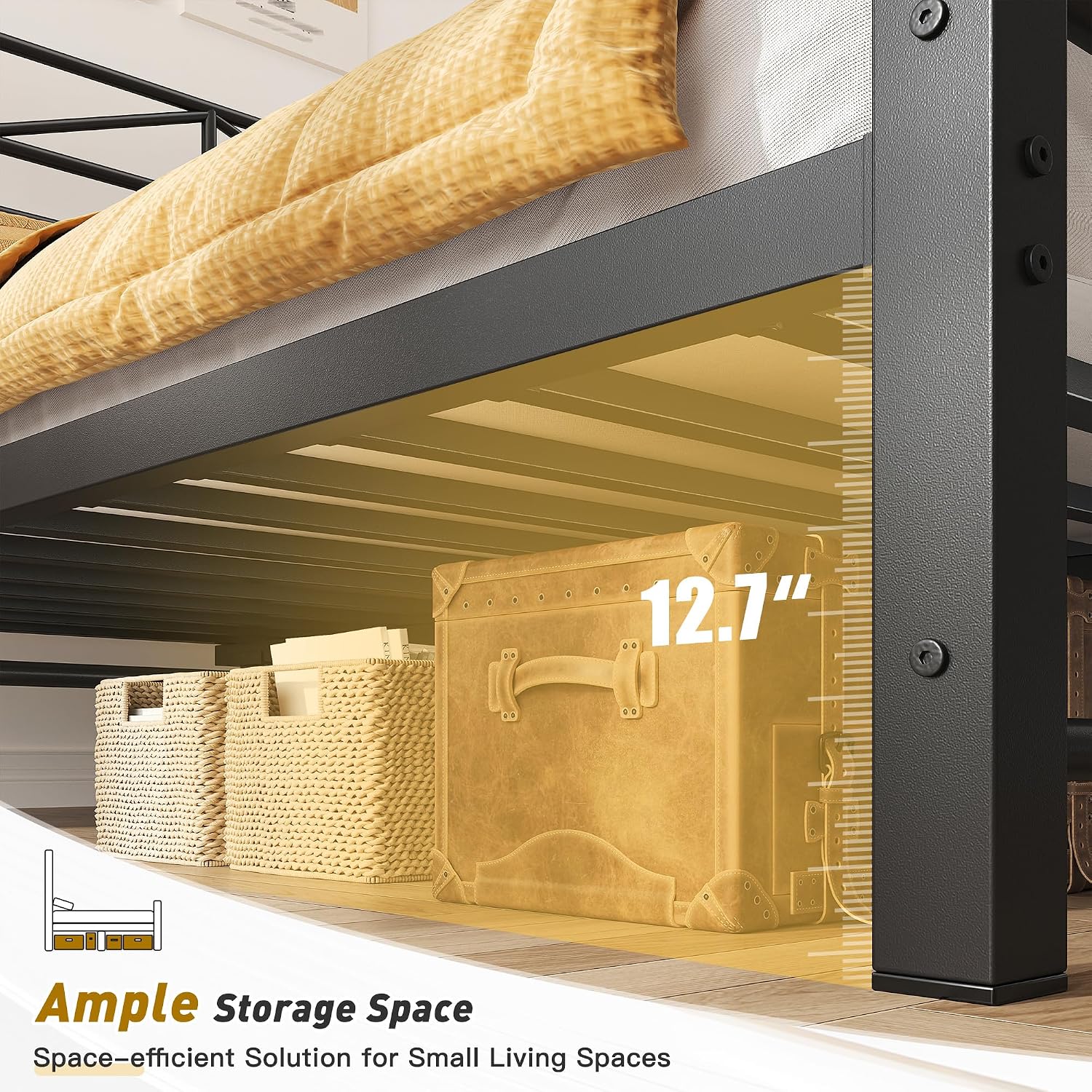 EnHomee Black King Storage Bed Frame