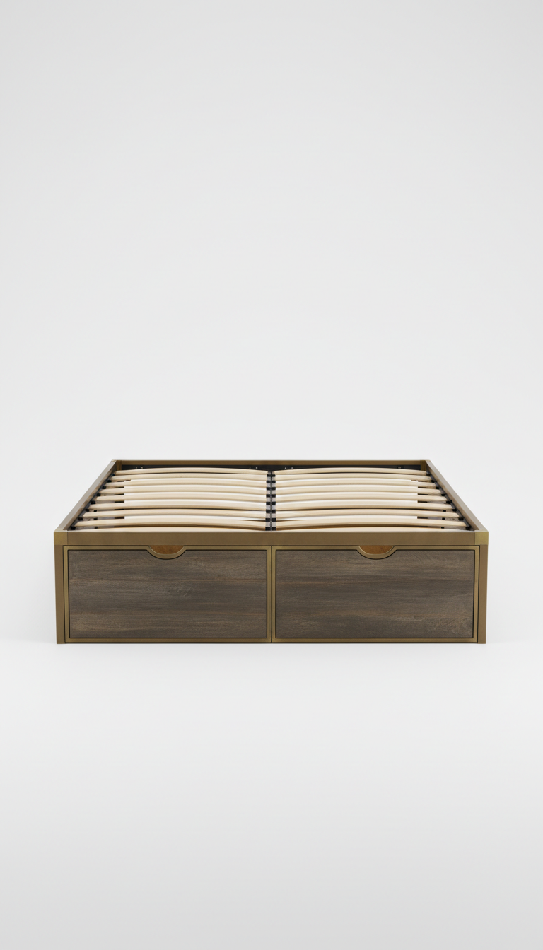 Metal Slat Storage Bed Frame
