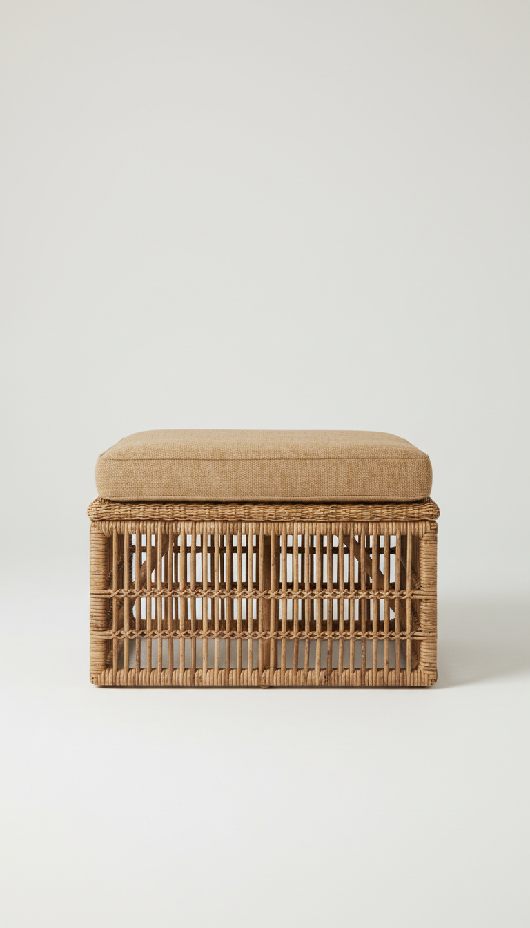 Rattan Wicker Bench Ottoman